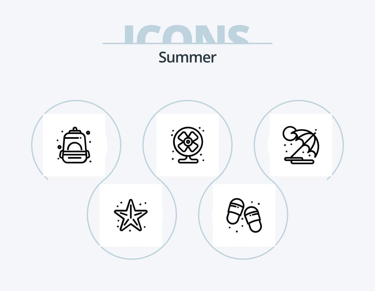 Sommer- Linie Symbol Pack 5 Symbol Design. Kamera. Baden. Strand. schwimmen. Leiter vektor