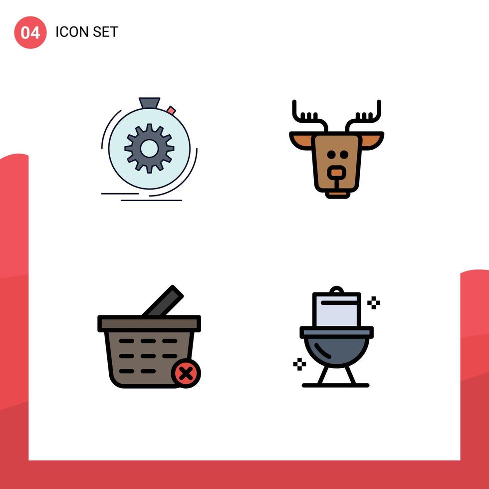 modern uppsättning av 4 fylld linje platt färger pictograph av verkan korg bearbeta arktisk handla redigerbar vektor design element