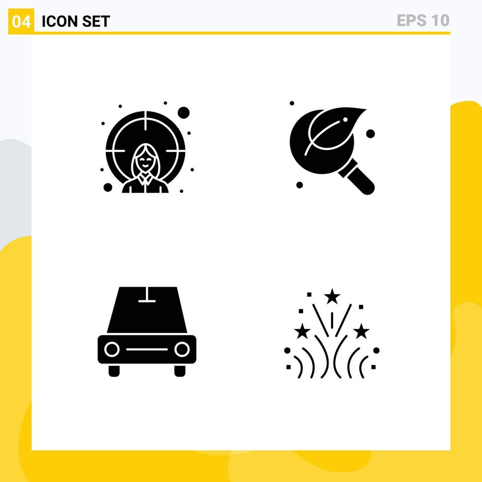 uppsättning av 4 modern ui ikoner symboler tecken för anställd bil mål blad skåpbil redigerbar vektor design element
