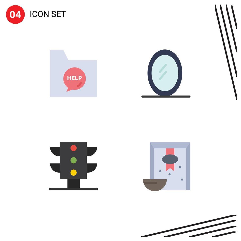 Pack von 4 kreativ eben Symbole von Kommunikation der Verkehr Datei Spiegel Müsli editierbar Vektor Design Elemente
