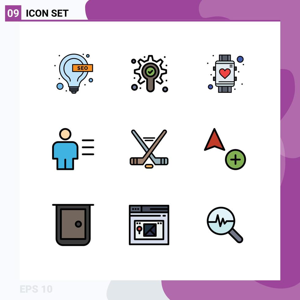 uppsättning av 9 modern ui ikoner symboler tecken för hokey detaljer kärlek kropp analys redigerbar vektor design element