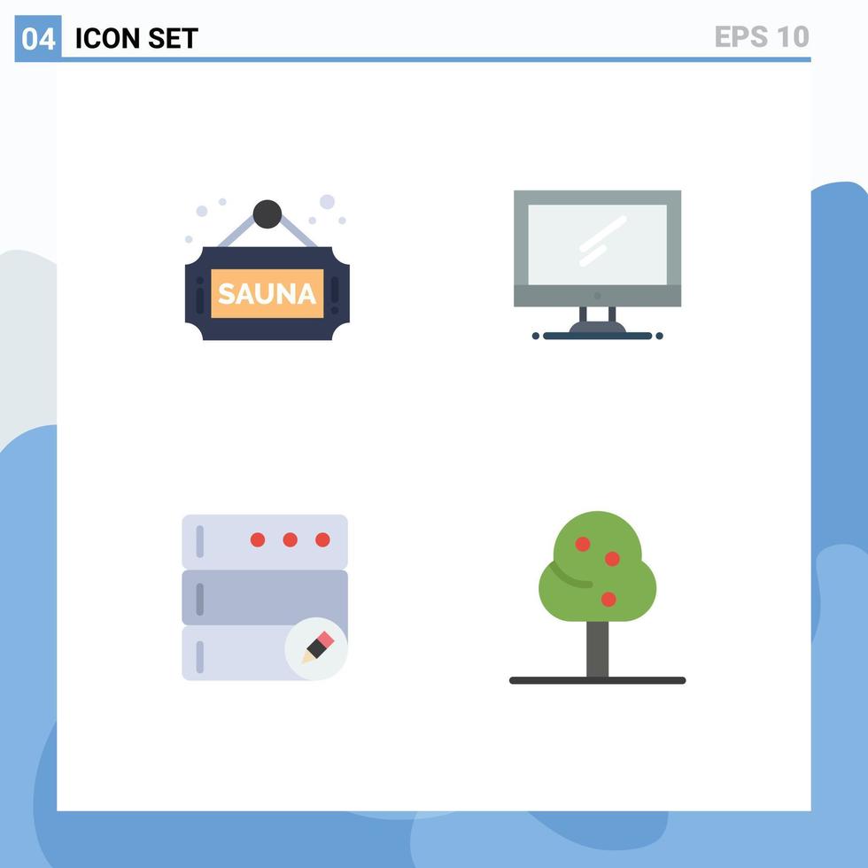 4 tematiska vektor platt ikoner och redigerbar symboler av kondition databas märka enhet server redigerbar vektor design element