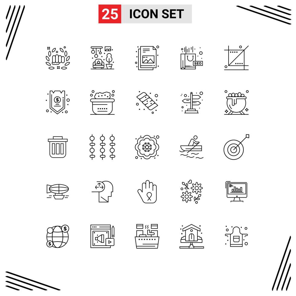 einstellen von 25 modern ui Symbole Symbole Zeichen zum Grafik Ernte dokumentieren SEO Paket Paket editierbar Vektor Design Elemente