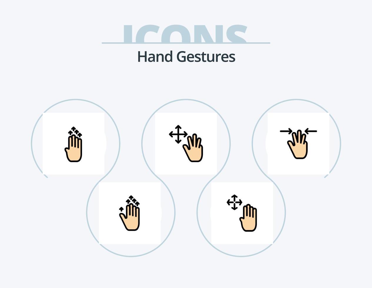 Hand Gesten Linie gefüllt Symbol Pack 5 Symbol Design. Geste. Geste. Finger. vier. mehrere berühren vektor
