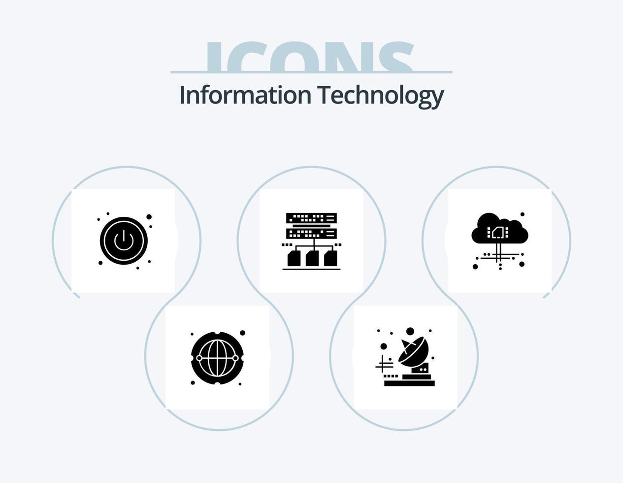 Information Technologie Glyphe Symbol Pack 5 Symbol Design. . . schalten. Leistung. Wolke vektor