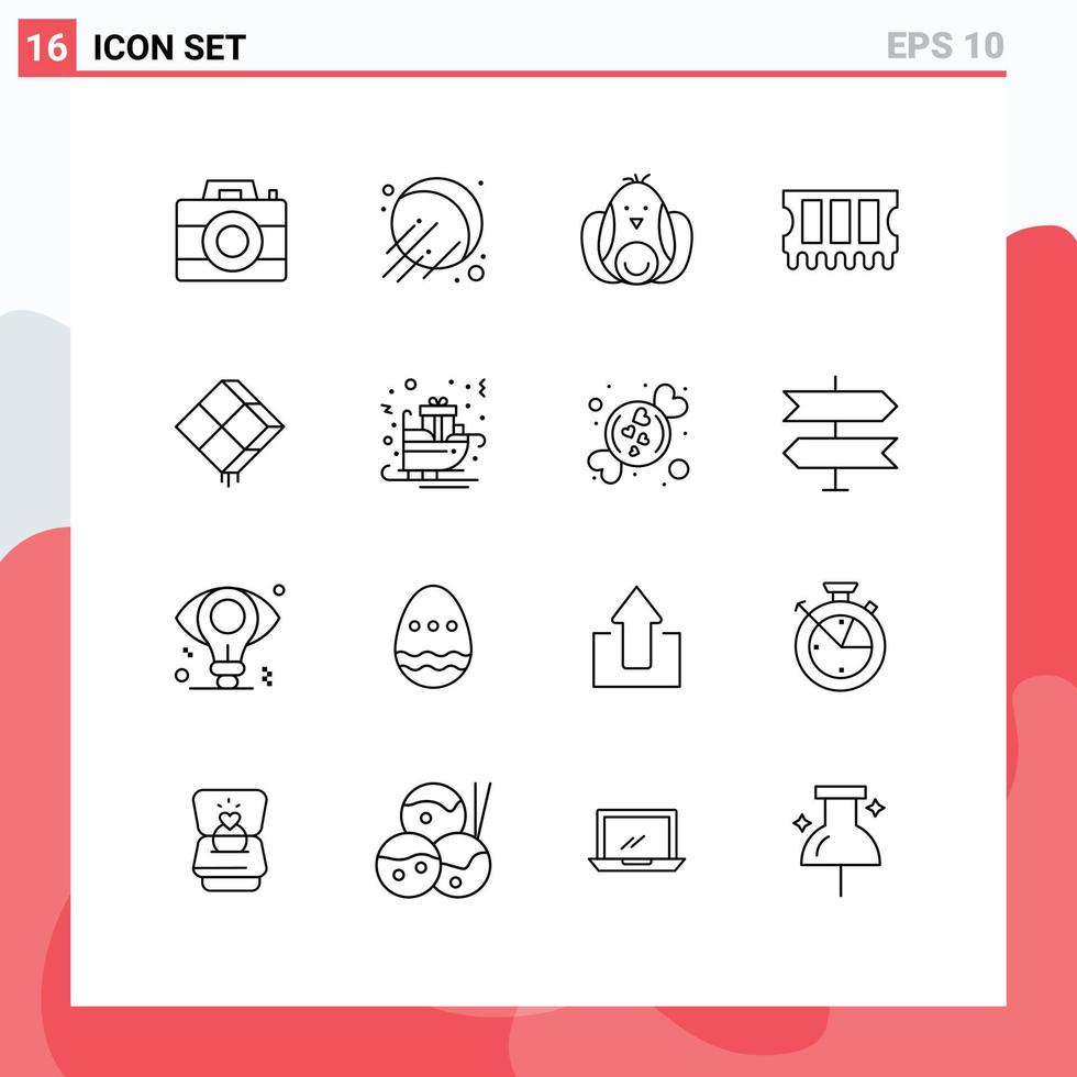 uppsättning av 16 modern ui ikoner symboler tecken för Ramadhan dekor bebis dekoration minne redigerbar vektor design element