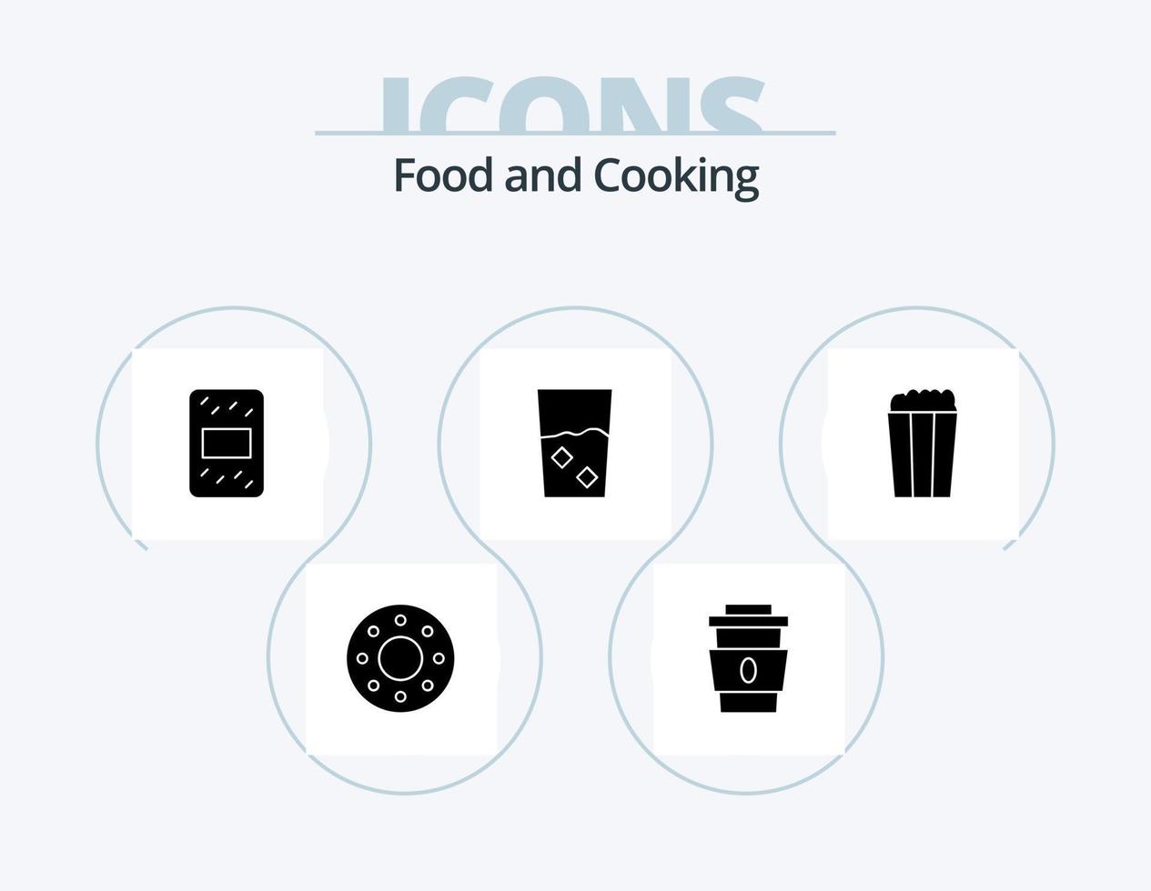 mat glyf ikon packa 5 ikon design. majs. uppsättning. spannmål. kök. Gjort vektor