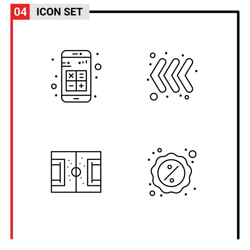 Linie Pack von 4 Universal- Symbole von hinzufügen Fußball Taschenrechner Tastatur Tonhöhe editierbar Vektor Design Elemente