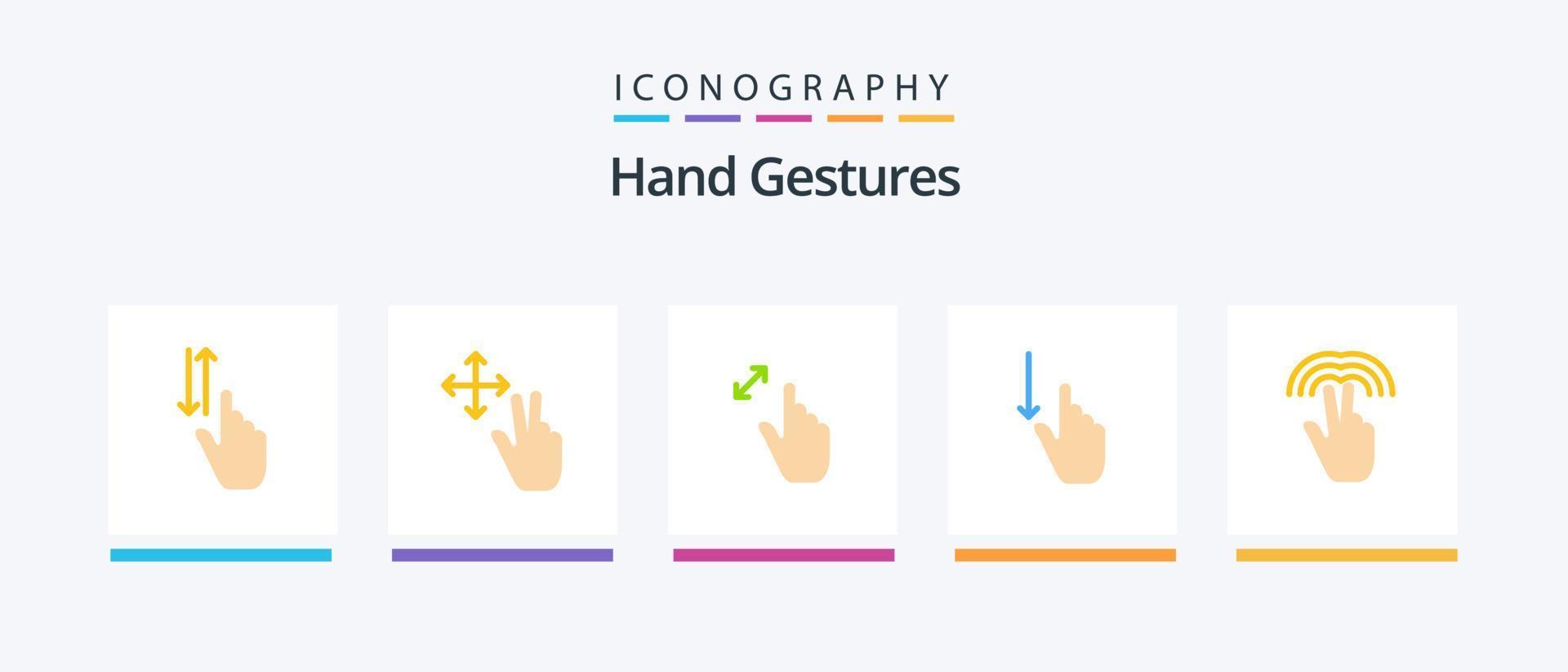 Hand Gesten eben 5 Symbol Pack einschließlich Hand. Geste. expandieren. Finger. berühren. kreativ Symbole Design vektor