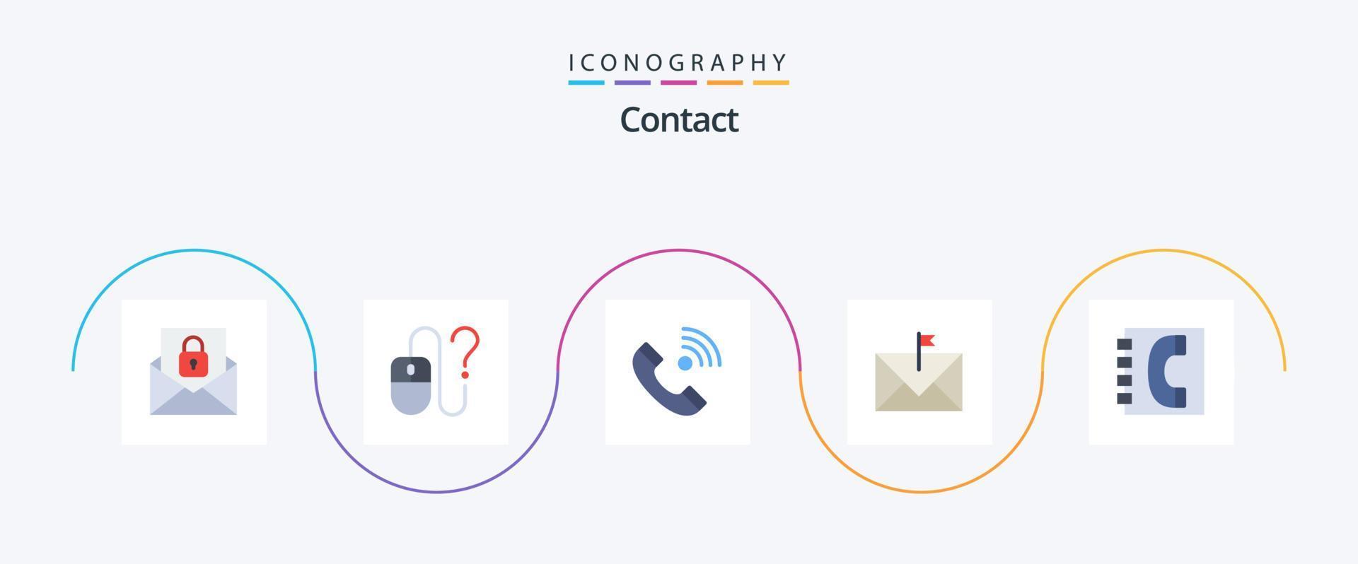 Kontakt eben 5 Symbol Pack einschließlich Umschlag. Kontakt. online. Kommunikation. eingehend vektor