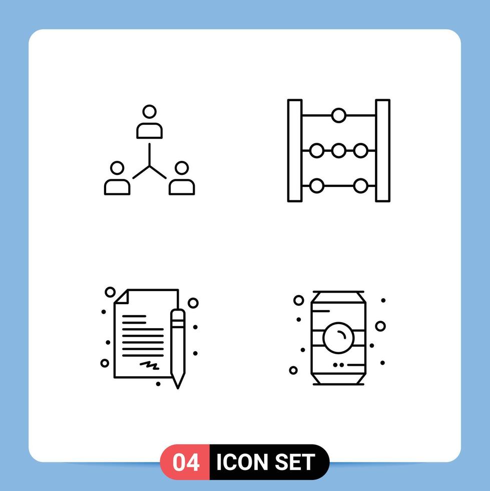 Linie Pack von 4 Universal- Symbole von Struktur Mathematik Gruppe Mannschaft Geschäft editierbar Vektor Design Elemente