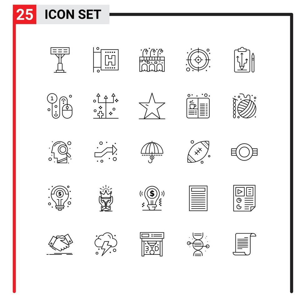 uppsättning av 25 modern ui ikoner symboler tecken för företag taktik pub strategi huvud redigerbar vektor design element