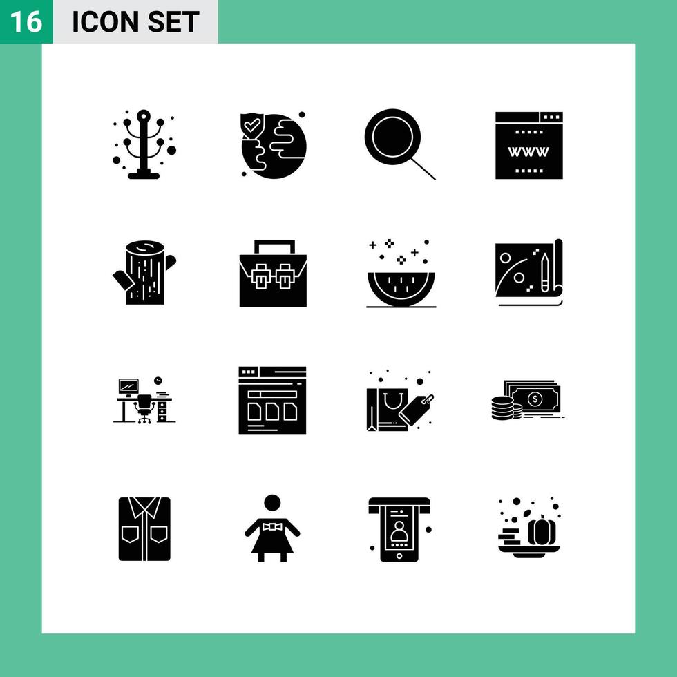 uppsättning av 16 modern ui ikoner symboler tecken för låda trä zoom timmer webbplats redigerbar vektor design element