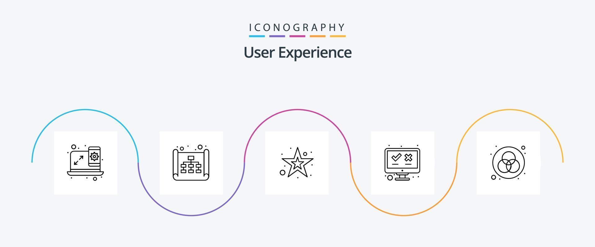 Benutzer Erfahrung Linie 5 Symbol Pack einschließlich Farbe. Multimedia. Design. Medien. Computer vektor