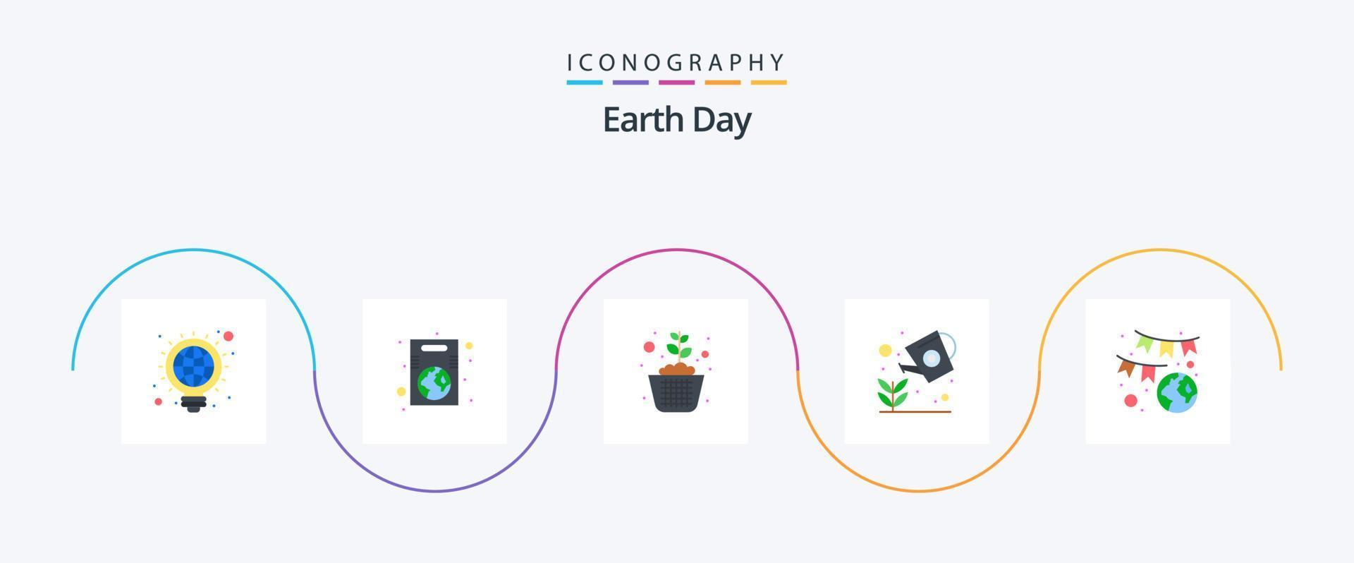 jord dag platt 5 ikon packa Inklusive naturlig. eko. spara. jord. växande vektor