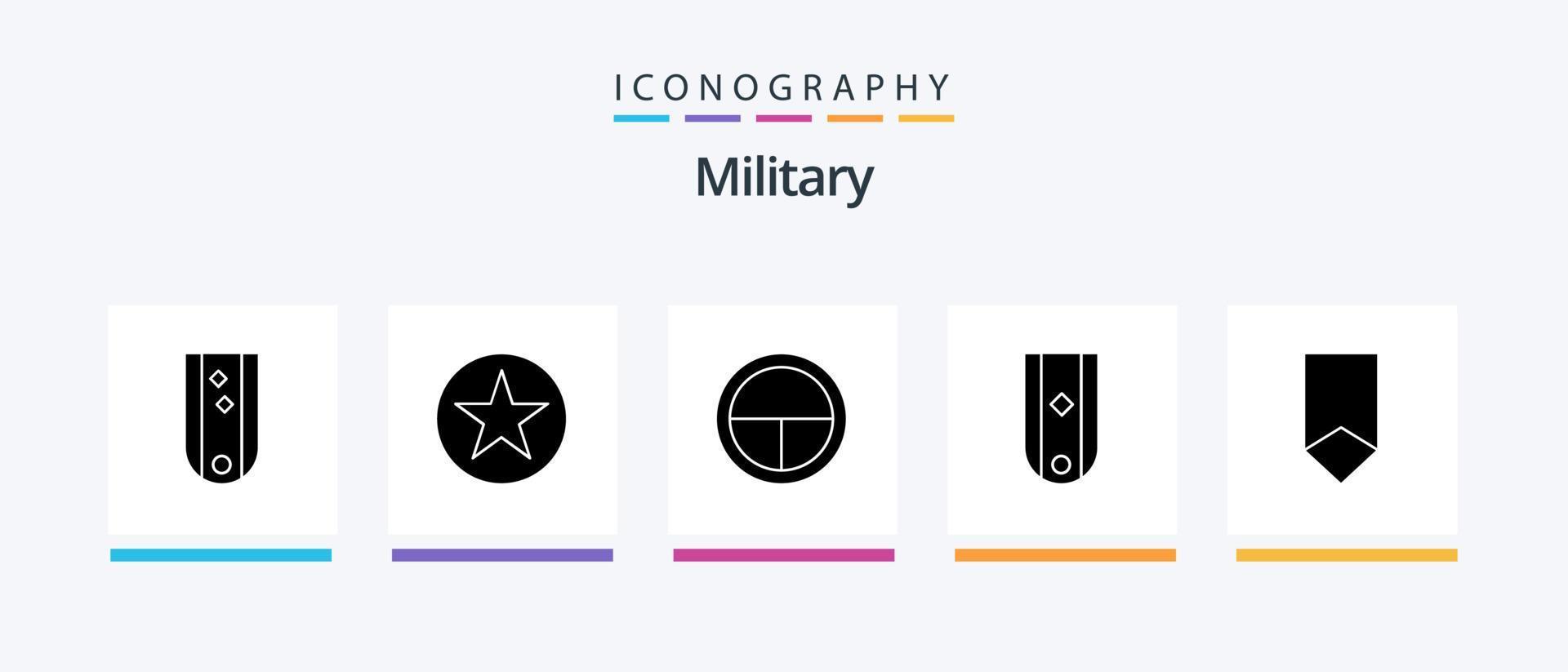 militär glyf 5 ikon packa Inklusive ett. insignier. insignier. diamant. militär. kreativ ikoner design vektor