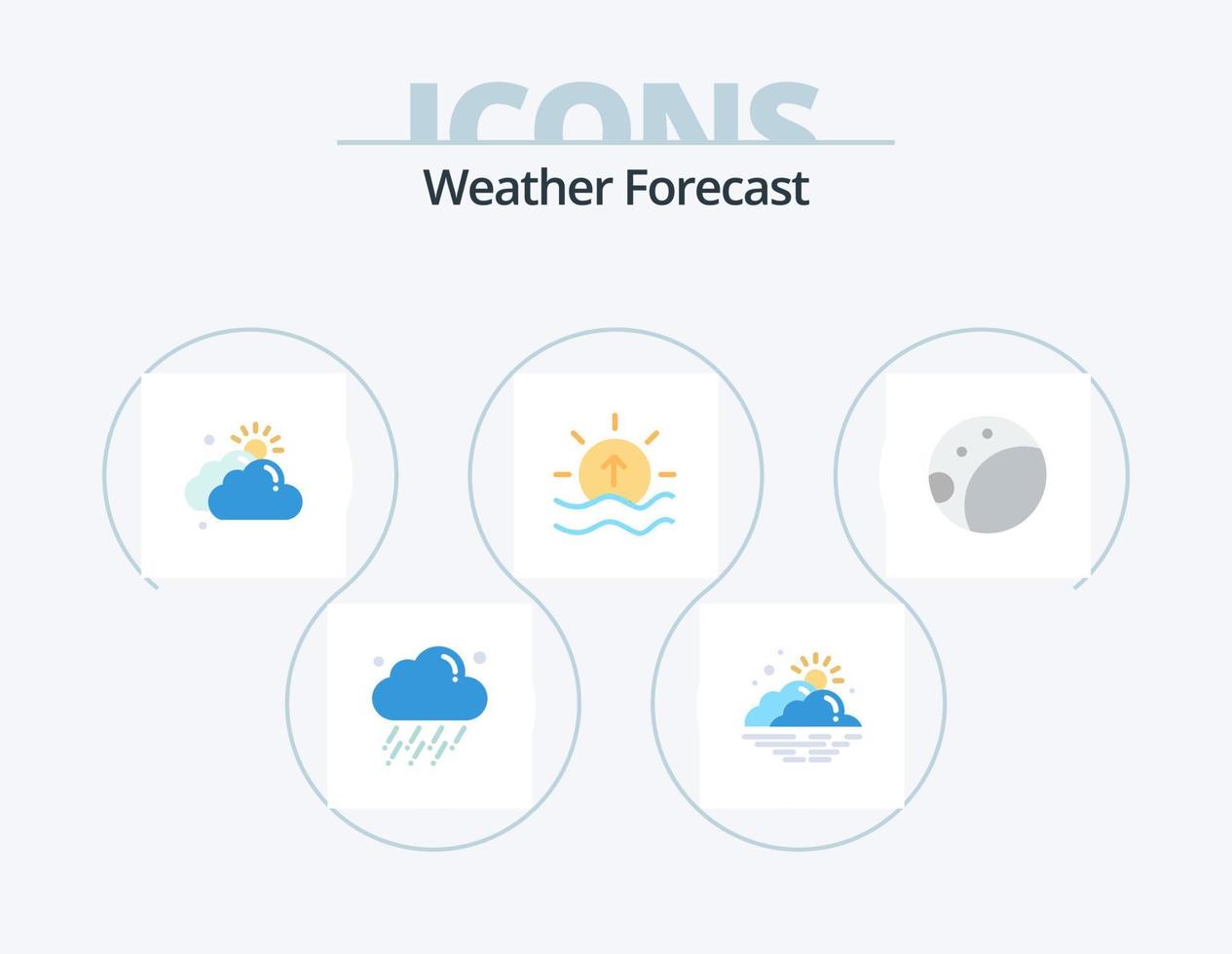 väder platt ikon packa 5 ikon design. Sol. hav. väder. flod. Sol vektor