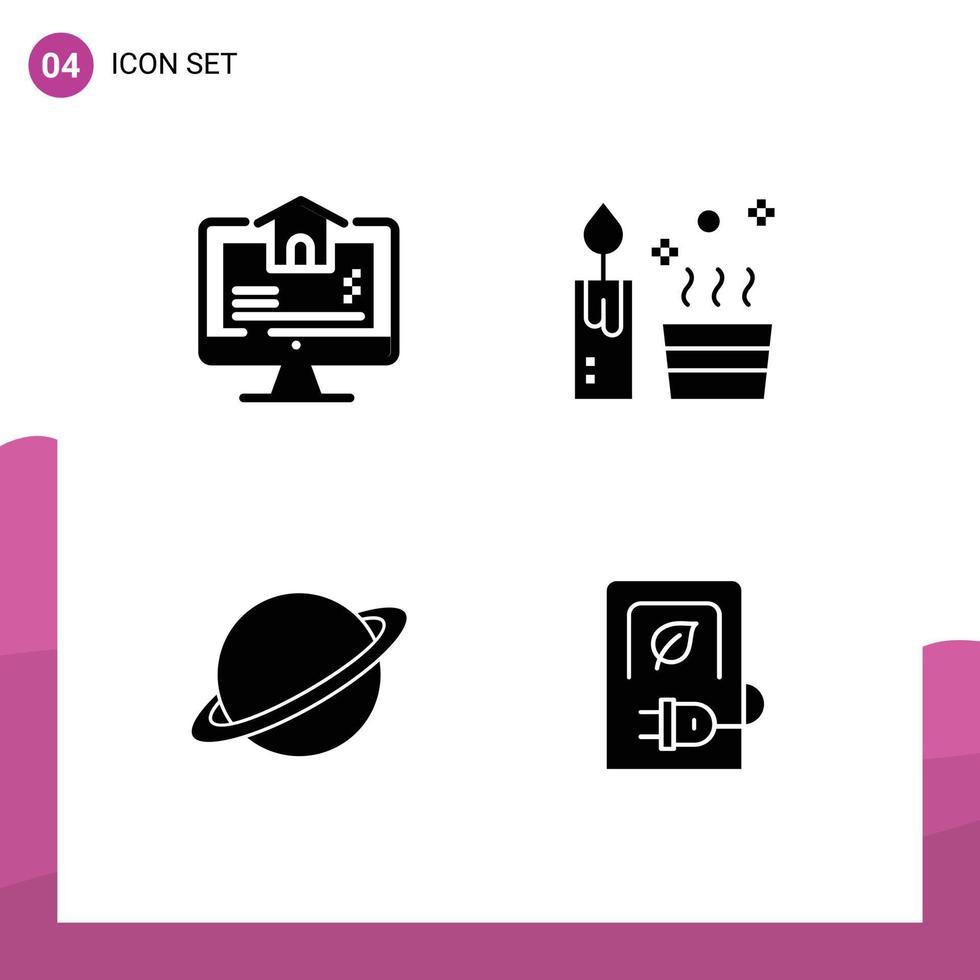 einstellen von 4 modern ui Symbole Symbole Zeichen zum Computer Raum Zuhause Spa Flagge editierbar Vektor Design Elemente