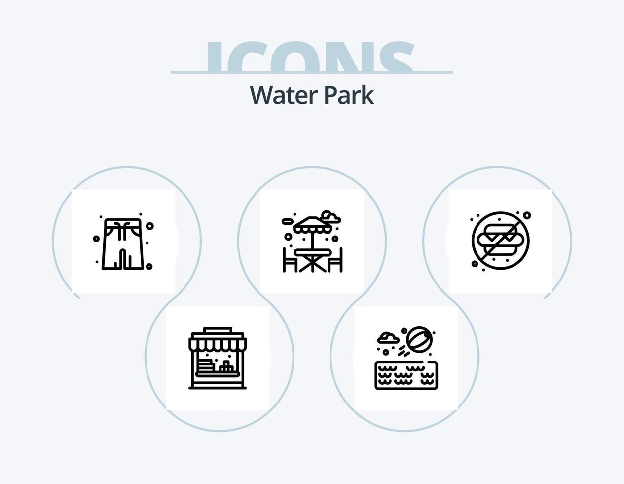 Wasser Park Linie Symbol Pack 5 Symbol Design. . Dusche. Park. Park. Garten vektor