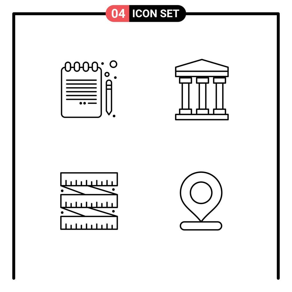 4 kreativ ikoner modern tecken och symboler av tillbaka till skola midja anteckningsbok kontanter Karta redigerbar vektor design element