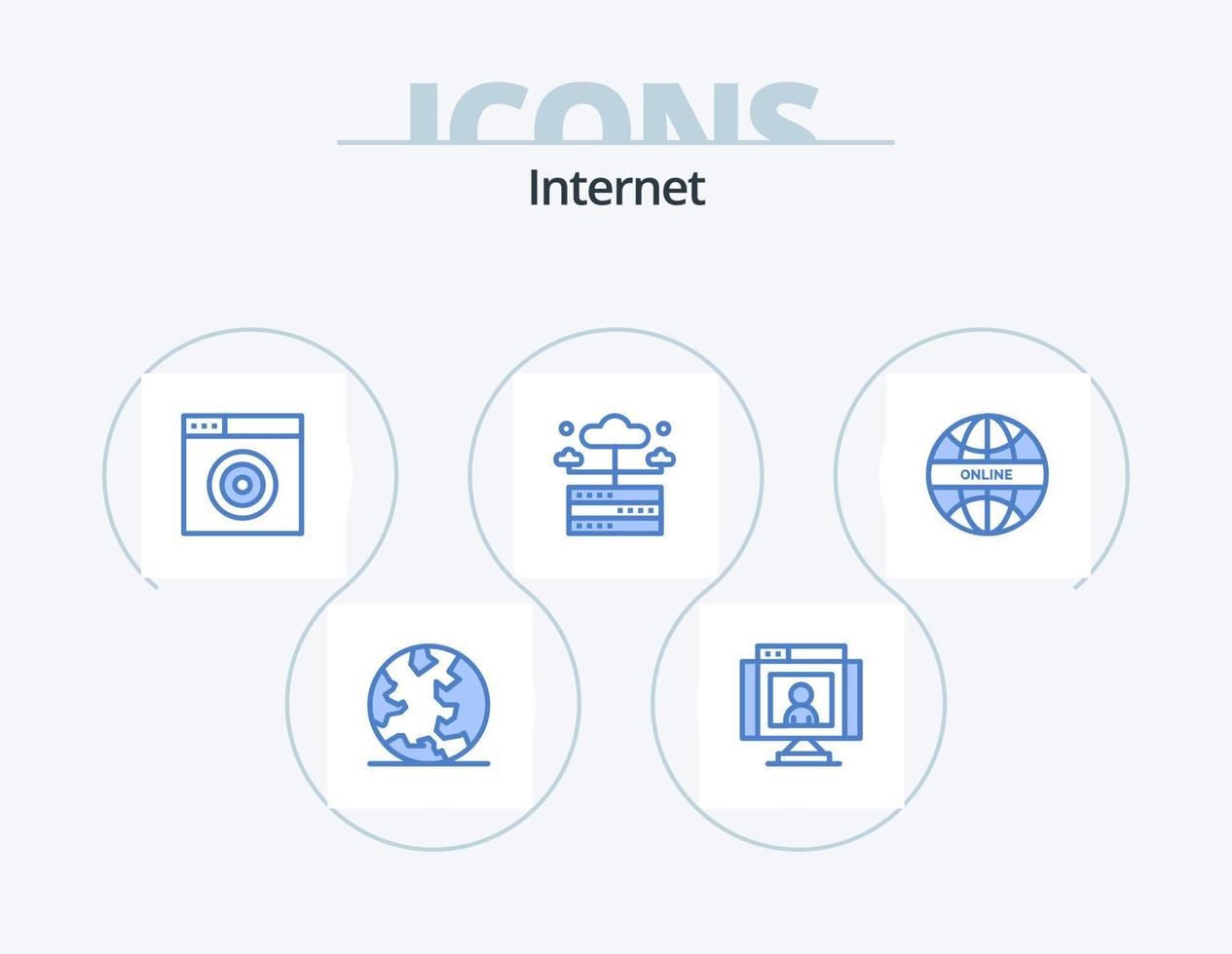 internet blå ikon packa 5 ikon design. internet. server. webbkamera. nätverk. databas vektor