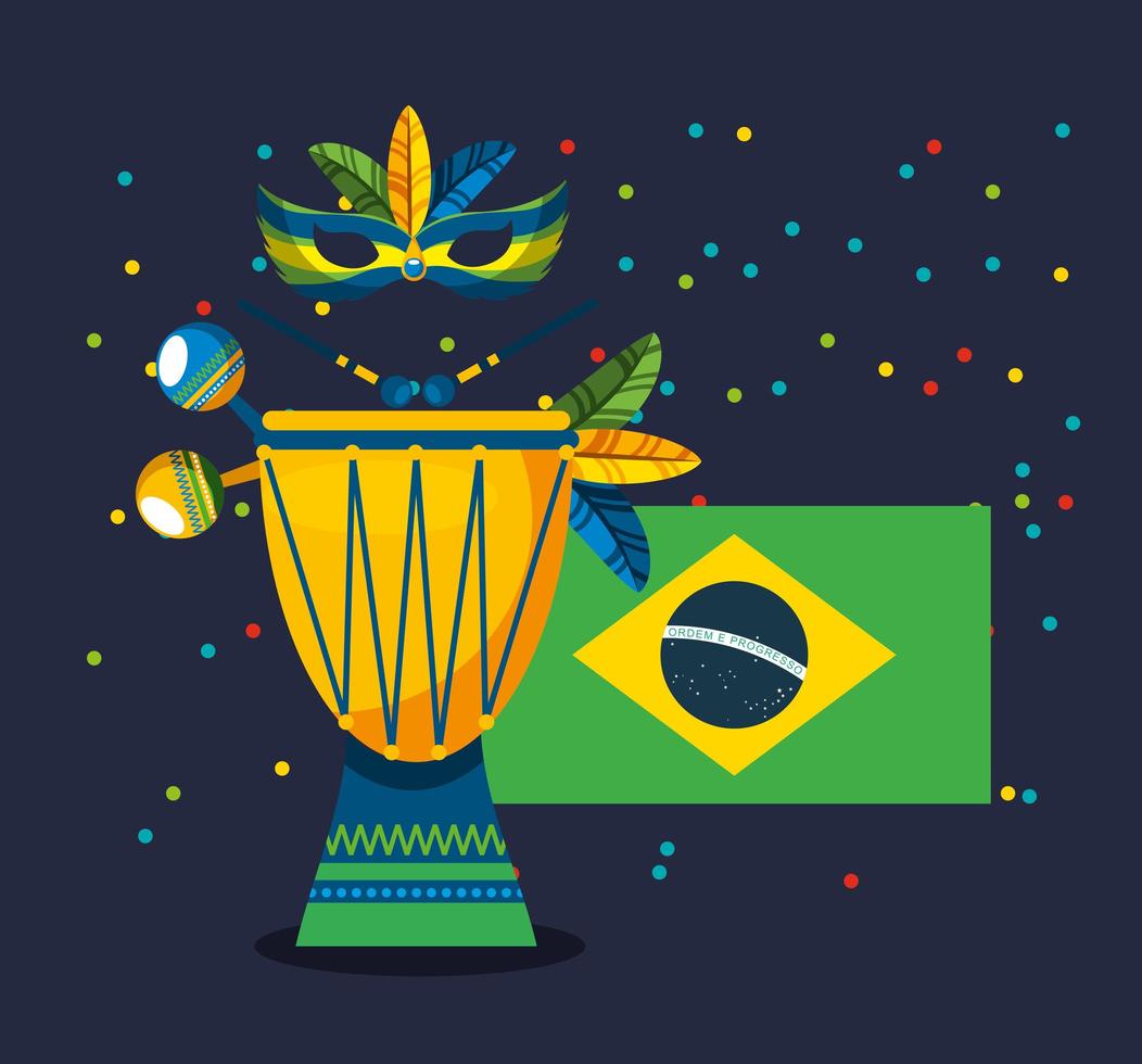 brasiliansk karnevalfirande med flagga vektor