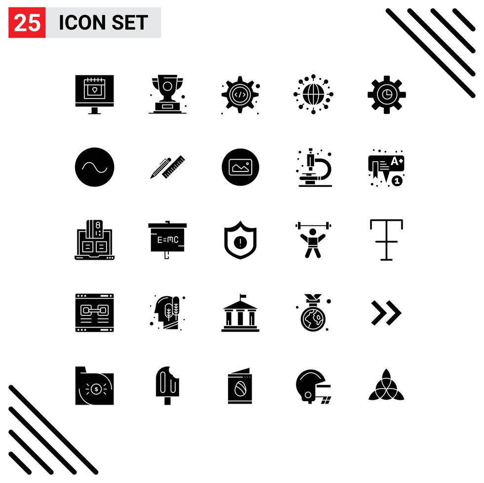 uppsättning av 25 modern ui ikoner symboler tecken för marknadsföring värld vinnare klot redskap redigerbar vektor design element