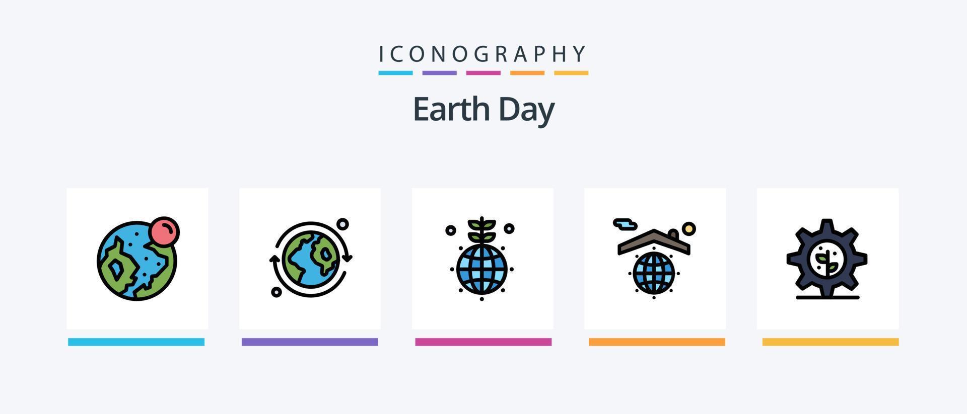 jord dag linje fylld 5 ikon packa Inklusive dag. grön. jord dag. värld. jorden. kreativ ikoner design vektor