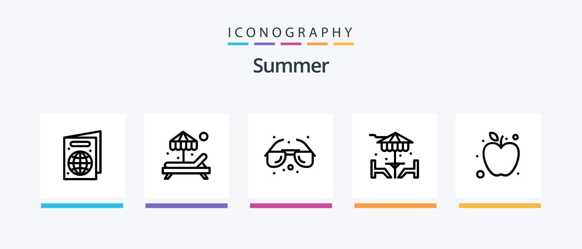 sommar linje 5 ikon packa Inklusive . friska. meddelande. rabatt. kreativ ikoner design vektor