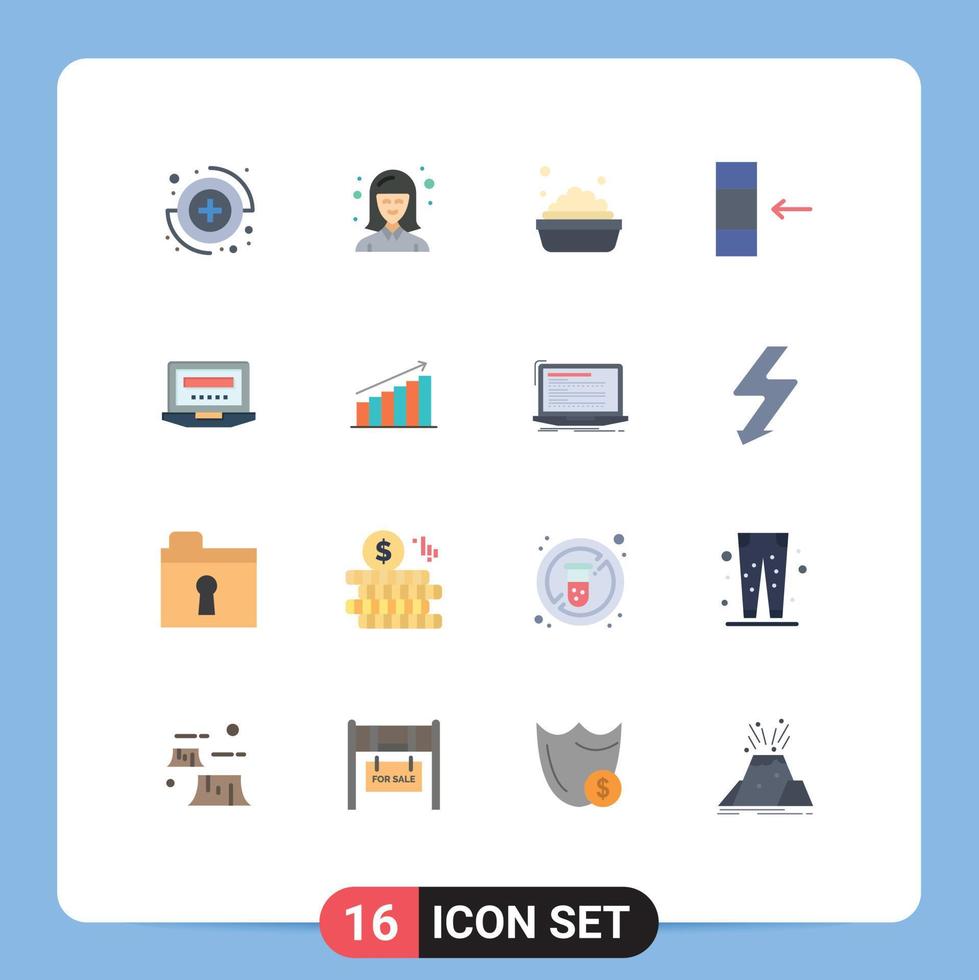 mobil gränssnitt platt Färg uppsättning av 16 piktogram av analys hårdvara rengöring dator importera redigerbar packa av kreativ vektor design element
