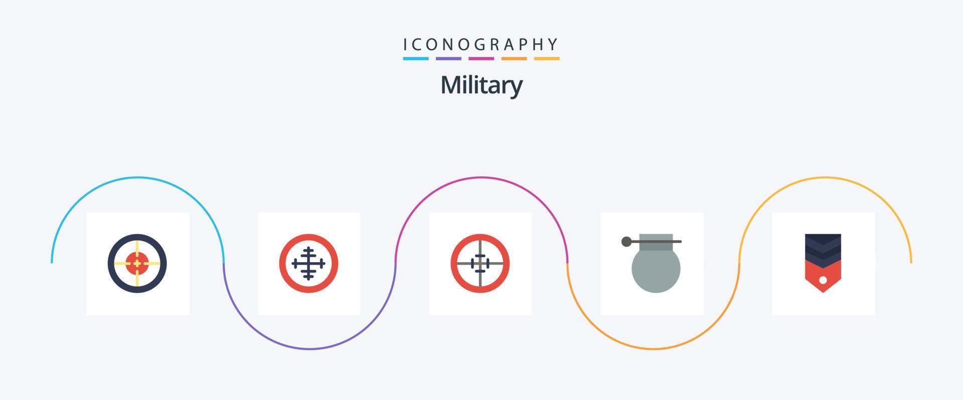 Militär- eben 5 Symbol Pack einschließlich . Krieg. Schild. Rang vektor