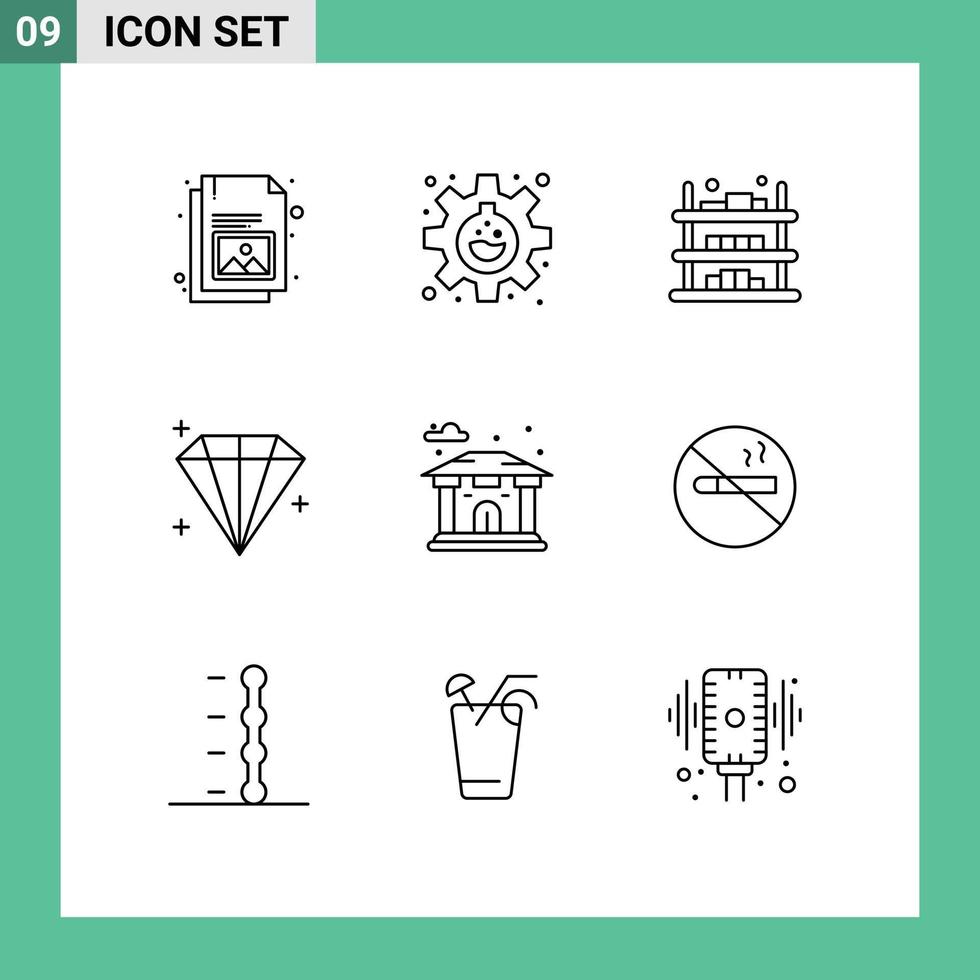 modern einstellen von 9 Umrisse Piktogramm von Stadt Benutzer Kaufen Juwel verkaufen editierbar Vektor Design Elemente