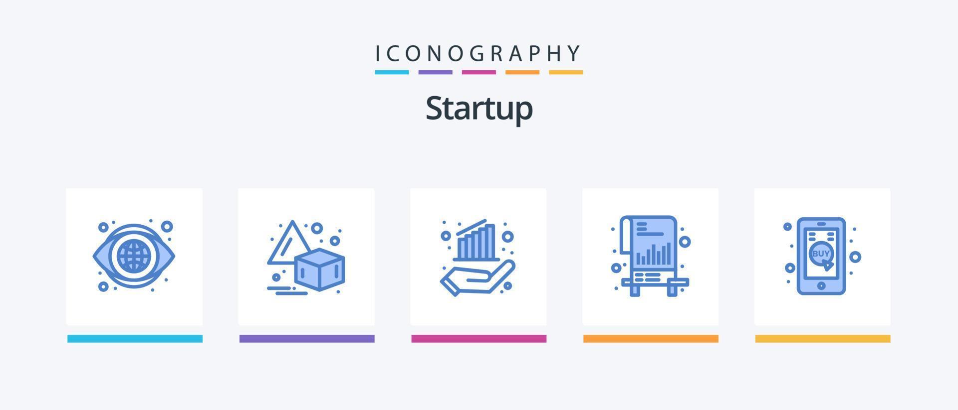 börja blå 5 ikon packa Inklusive mobil. klick mobil. data. fil. dokument. kreativ ikoner design vektor