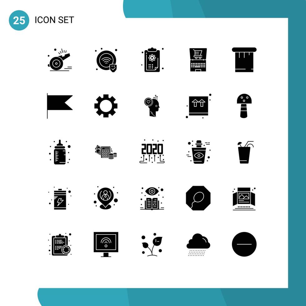 grupp av 25 fast glyfer tecken och symboler för Spackel handla Urklipp e-handel uppkopplad redigerbar vektor design element