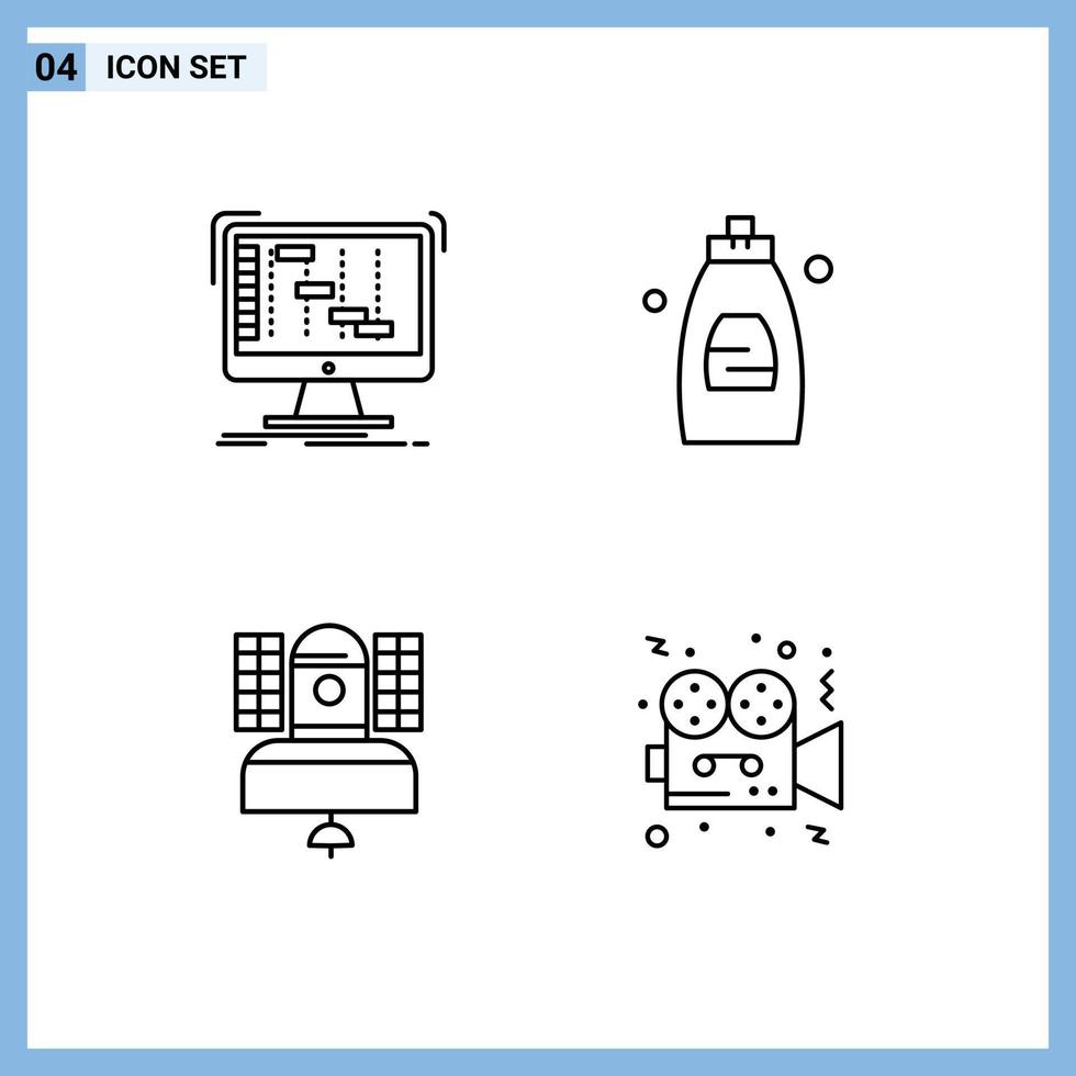 4 tematiska vektor fylld linje platt färger och redigerbar symboler av ableton satellit digital rengöring gel sändningar redigerbar vektor design element