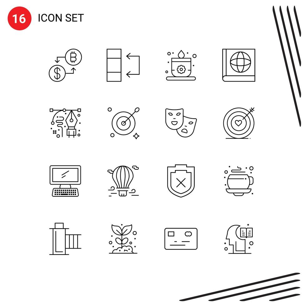 16 kreativ Symbole modern Zeichen und Symbole von Ziel Stift Sauna Zeichnung Kunst editierbar Vektor Design Elemente