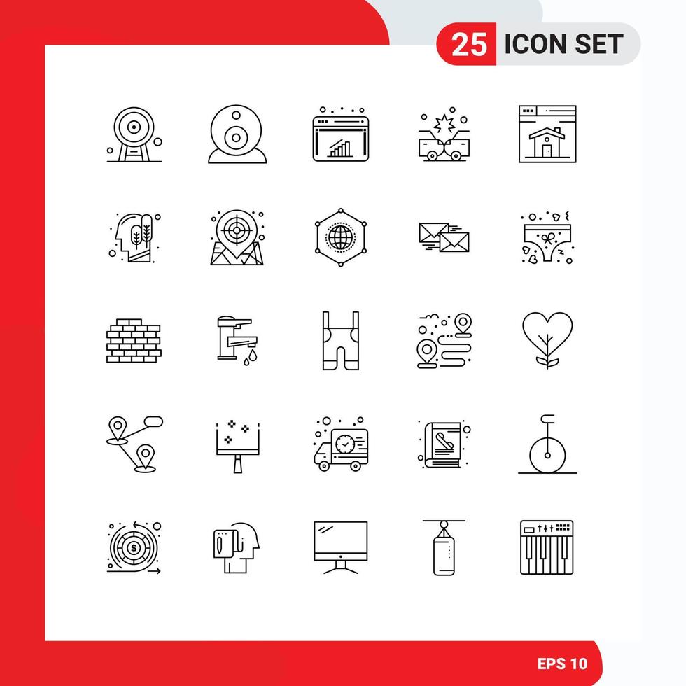 uppsättning av 25 modern ui ikoner symboler tecken för Hem försäkring Diagram skada olycka redigerbar vektor design element