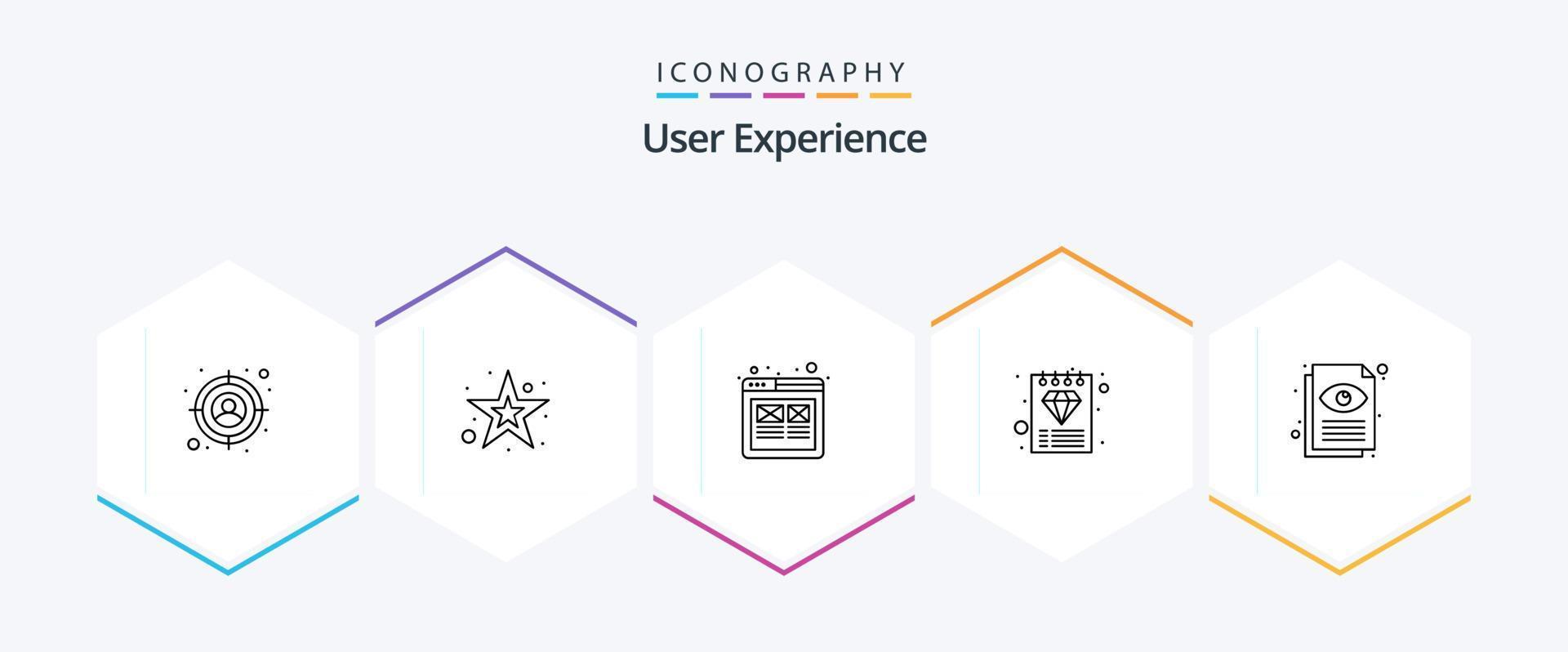 användare erfarenhet 25 linje ikon packa Inklusive öga. dokumentera. layout. premie. diamant vektor