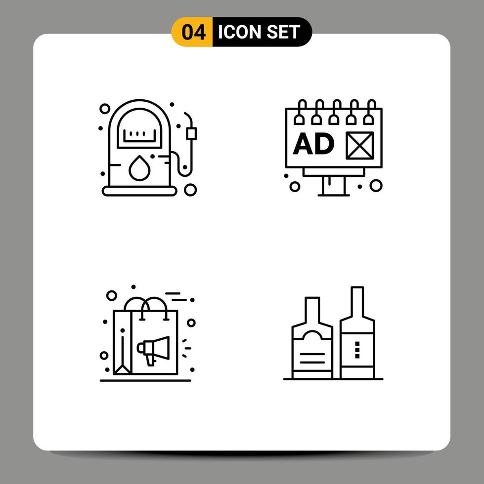 4 Benutzer Schnittstelle Linie Pack von modern Zeichen und Symbole von Energie Marketing Pumpe Plakatwand Kampagne editierbar Vektor Design Elemente
