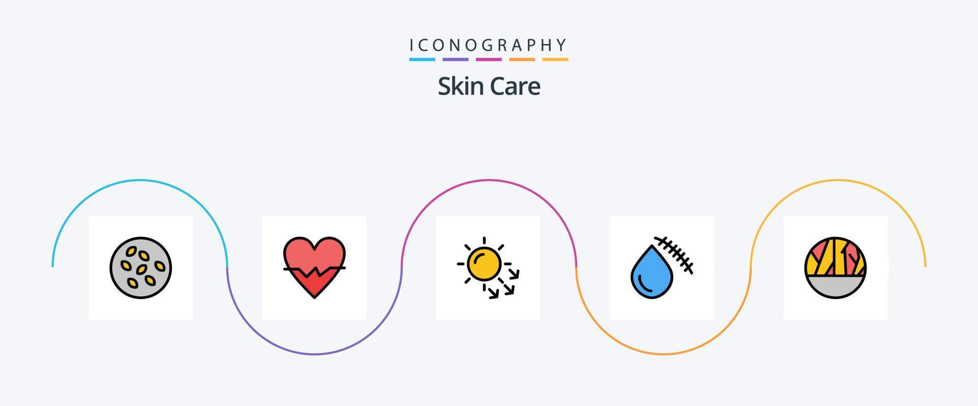 hud linje fylld platt 5 ikon packa Inklusive smittad sår. skada. dermatologi. skära. blödning vektor