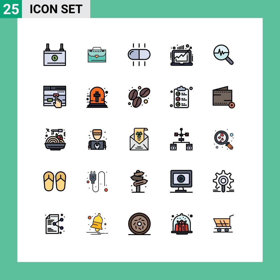 uppsättning av 25 modern ui ikoner symboler tecken för Graf grafisk medicinsk vinst växa redigerbar vektor design element