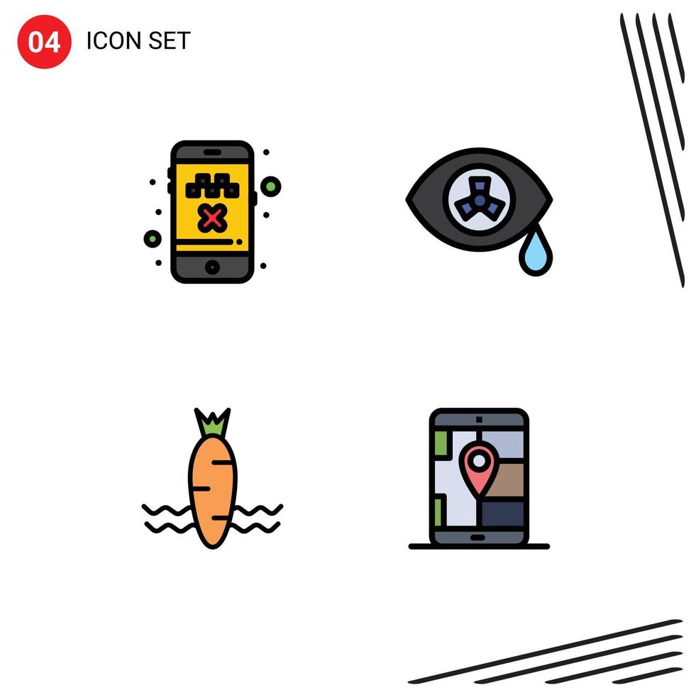 Gruppe von 4 gefüllte Linie eben Farben Zeichen und Symbole zum Taxi Gemüse Transport Zombie App editierbar Vektor Design Elemente