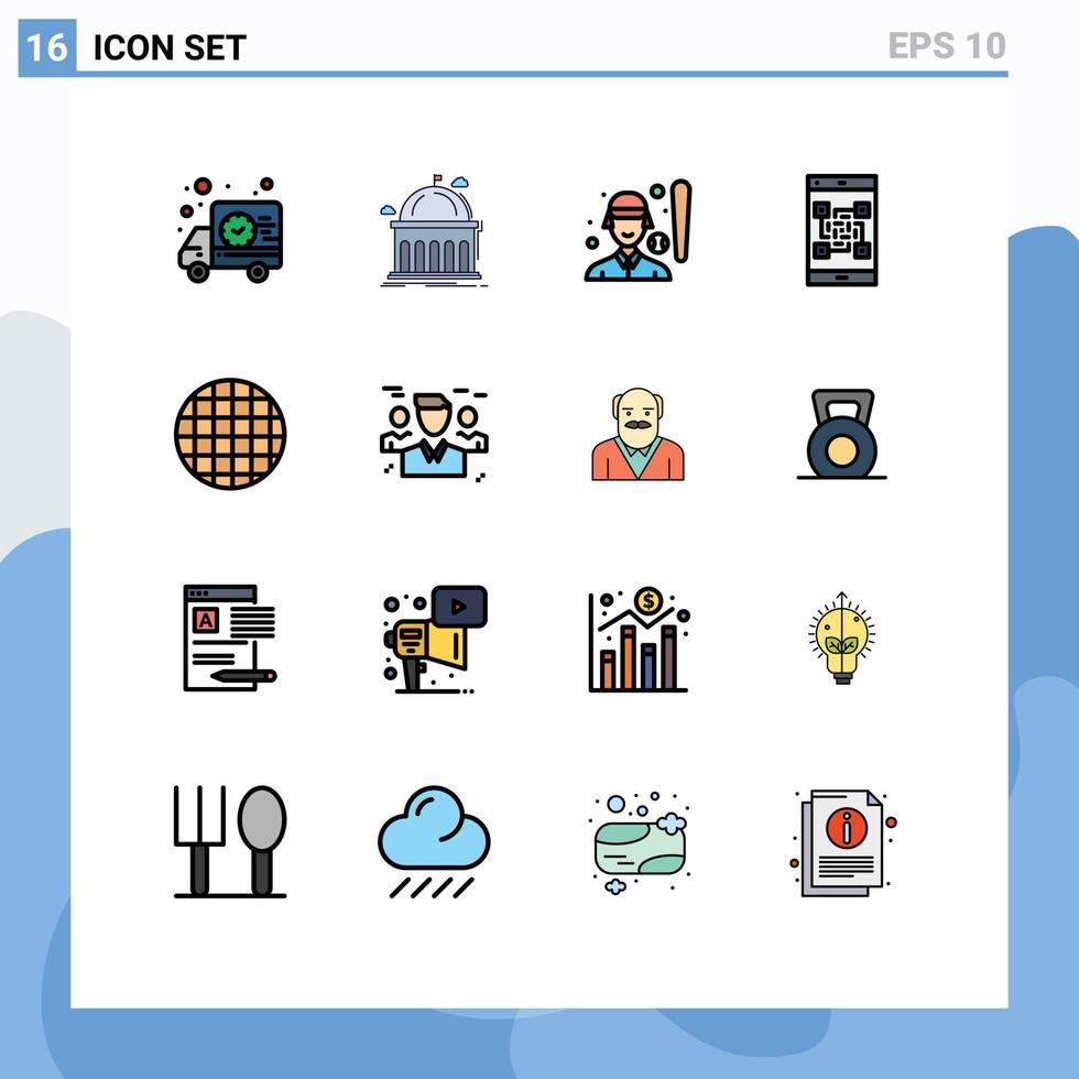16 kreativ Symbole modern Zeichen und Symbole von Scan Zahlung Universität Code Spieler editierbar kreativ Vektor Design Elemente