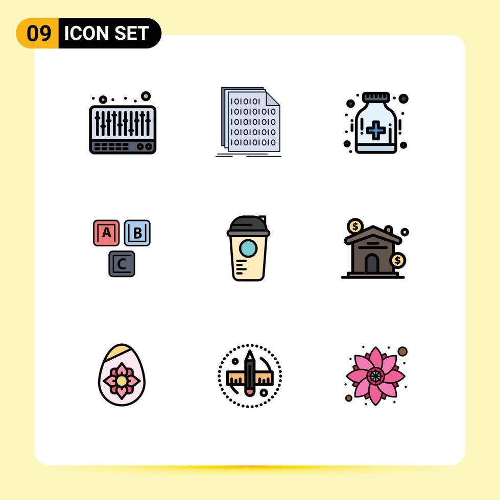 9 kreativ ikoner modern tecken och symboler av flaska alfabet vård grundläggande ABC redigerbar vektor design element