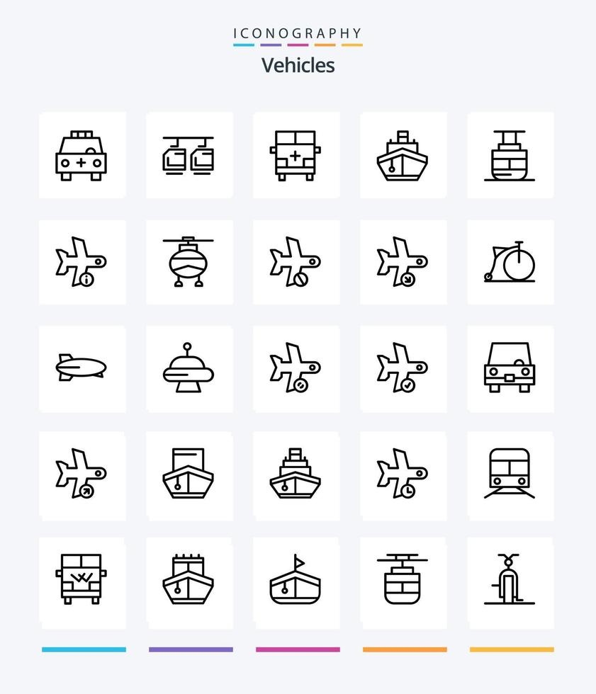 kreativ Fahrzeuge 25 Gliederung Symbol Pack eine solche wie Transport. Schiff. Fahrzeuge. gefüllt. Transport vektor