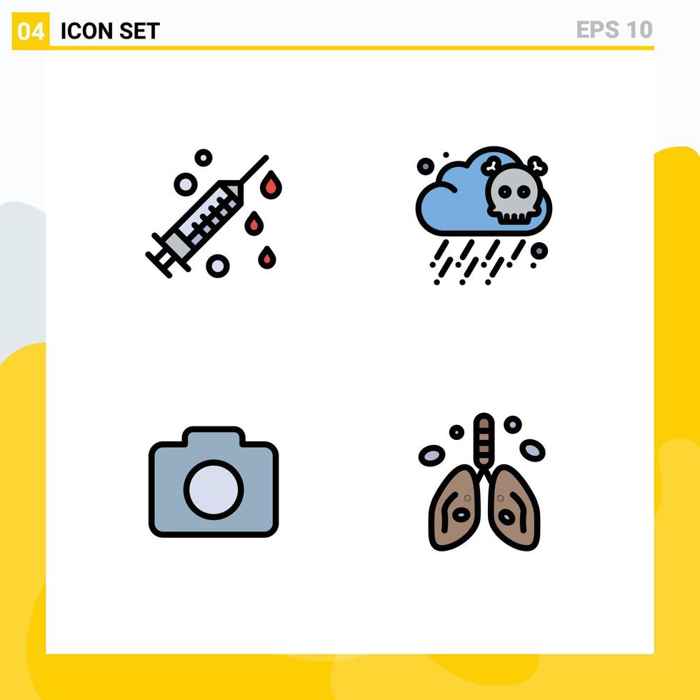 stock vektor ikon packa av 4 linje tecken och symboler för hälsa förorening gas Instagram hjärta redigerbar vektor design element