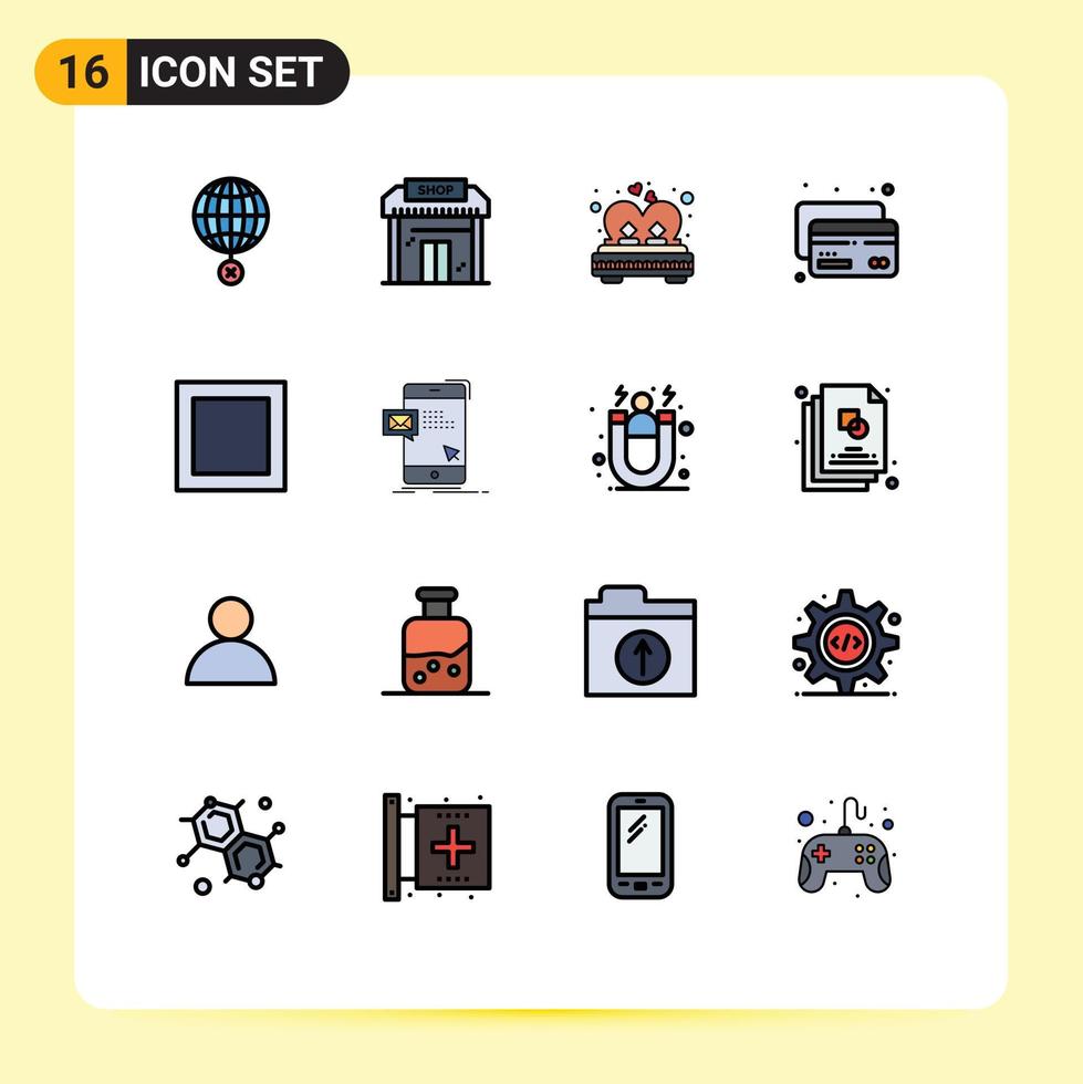 uppsättning av 16 modern ui ikoner symboler tecken för pengar kort marknadsföra roman kärlek redigerbar kreativ vektor design element