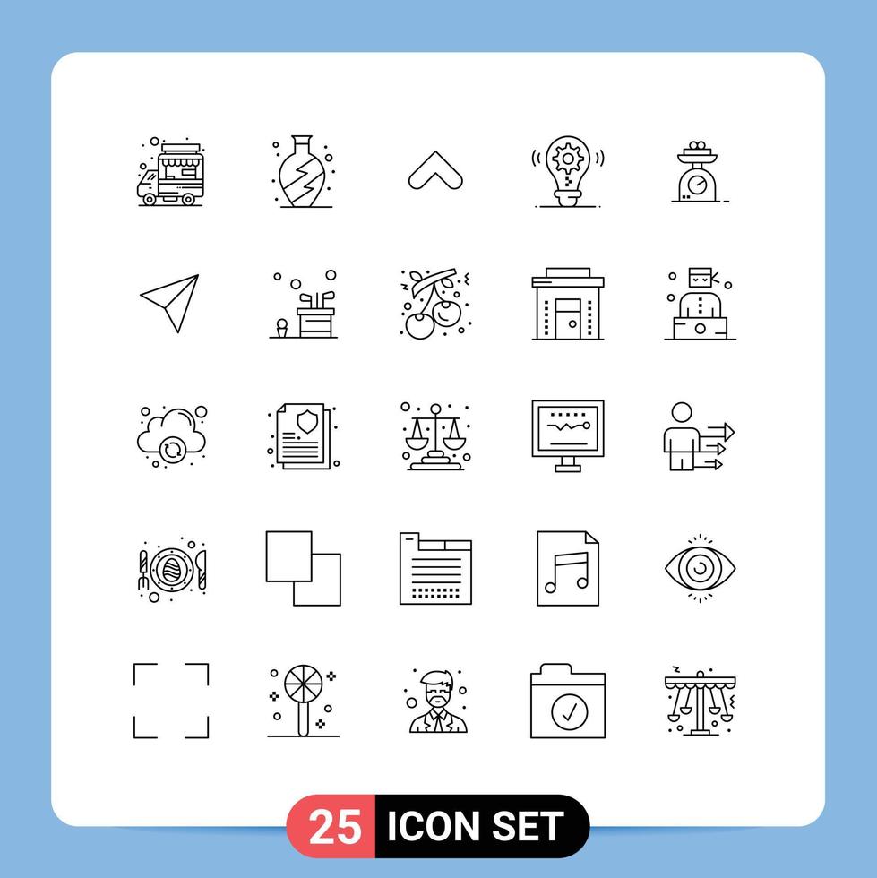 piktogram uppsättning av 25 enkel rader av vägning maskin pilar miljö aning redigerbar vektor design element
