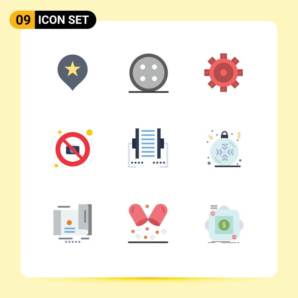 9 universell platt Färg tecken symboler av data dator konstruktion fotografi bild redigerbar vektor design element