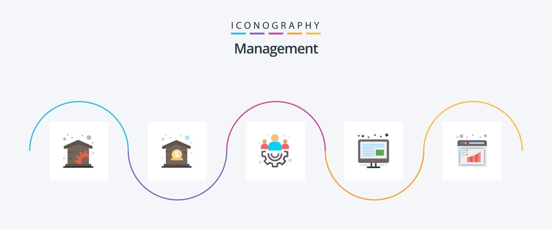 Verwaltung eben 5 Symbol Pack einschließlich . Graph. Management. Geschäft. Bildschirm vektor